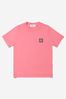 Boys Pink Cotton Short Sleeve Logo T-Shirt