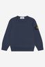 Boys Cotton Branded Tracksuit in Navy