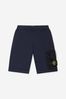 Boys Cotton Fleece Cargo Bermuda Shorts in Navy
