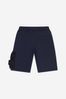 Boys Cotton Fleece Cargo Bermuda Shorts in Navy