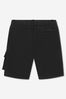 Boys Cotton And Wool Cargo Bermuda Shorts in Black