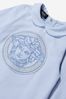 Baby Girls Cotton Embroidered Medusa Logo Babygrow in Blue