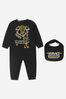 Baby Unisex Trompe L'oleil Babygrow And Bib 2 Piece Gift Set in Black