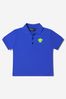 Boys Cotton Medusa Logo Polo Shirt in Blue