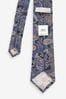 Blue Navy/Pink Paisley Pattern Tie with Tie Clip