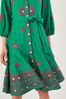 Monsoon Green Embroidered Shirt Dress in Linen Blend