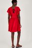 Monsoon Red Embroidered Ruffle Sleeve Jersey Dress
