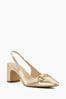 Dune London Gold Detailed Block Heel Snaffle Slingbacks Shoes