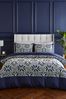 Catherine Lansfield Blue Navy Flock Trellis Duvet Cover Set