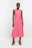 River Island Pink Cross Front Belted Midi Cropped Dress