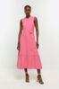 River Island Pink Cross Front Belted Midi Cropped Dress