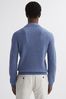 Reiss Blue Melange Holms Merino Wool Declan Polo Shirt