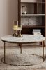 Teamson Home Brass Marmo Round Coffee Table with Faux Marble Top