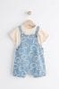Denim Happy Face Baby Dungarees and Bodysuit Set (0mths-2yrs)