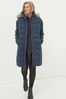 FatFace Blue Sienna Quilted Mid Length Coat