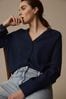 Navy Viscose Collar Revere Blouse