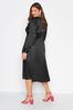 Yours Curve Black Limited Satin Wrap structured Dress