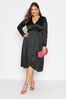 Yours Curve Black Limited Satin Wrap structured Dress