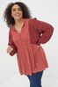 FatFace Red Gerry Craft Geo Tunic