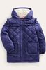 Boden Blue Scallop Quilted Anorak Coat