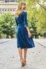Sosandar Blue Velvet Wrap Dress