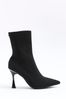 River Island Black Knitted Point Ankle Boots