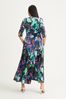 Scarlett & Jo Purple Multi Floral Print Elizabeth Velvet Maxi Gown