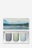 SKANDINAVISK Clear EXPLORE TRIO Mini scented Candle Giftset FJALL,FJORD, OY