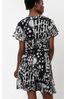 Religion Black Skater Dress With Wrap Detail In Monochrome Print