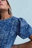Lipsy Blue Spot Printed Short Sleeve Smock Dress