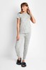 Threadbare Grey Star Print Cotton Short Sleeve Loungewear Set