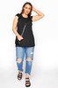 Yours Curve Black Sleeveless Frill Shoulder T-Shirt
