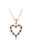 The Diamond Store Red Ruby 0.68CT And Diamond 9K Yellow Gold Heart Pendant Necklace