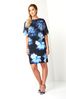 Roman Blue Chiffon Layer Floral Print Scuba Dress