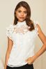 Lipsy White VIP Lace Flutter Sleeve Top