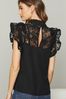 Lipsy Black VIP Lace Flutter Sleeve Top