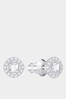 Swarovski Silver Angelic Square Pierced Earrings, White, Rhodium plated