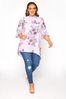Yours Purple Floral Fluted Sleeve Tunic