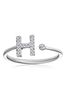 The Diamond Store White Lab Diamond Initial H Ring 0.07ct Set in 925 Silver