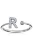 The Diamond Store White Lab Diamond Initial R Ring 0.07ct Set in 925 Silver
