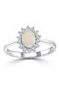 The Diamond Store White Opal 7 x 5mm And Diamond 9K White Gold Ring