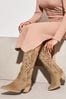 Lipsy Faux Suedette Camel Neutral Pull On Calf Pointed Western Heel Boot