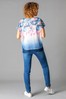 Roman Blue Mesh Overlay Floral Print T-Shirt