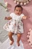 Lipsy White Floral Baby Puff Sleeve Dress With Matching Knicker