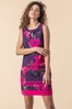 Roman Purple Floral Print Sleeveless Shift Dress