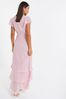 Quiz Light Pink Chiffon Frill Maxi Dress