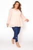 Yours Curve Neutral Ruffle Sleeve Tiered Smock Top