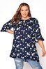 Yours Blue Flute Sleeve Tunic Floral