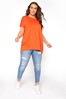 Yours Curve Orange Topstitch Fluro Stripe T-Shirt