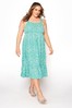 Yours Curve Green Sleeveless Shirred Dress